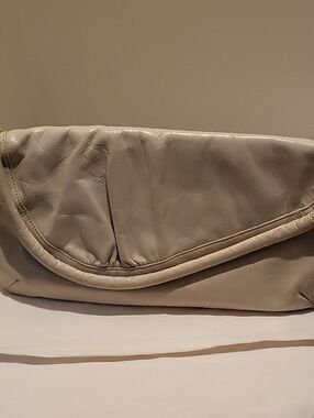 Hobo Neutral Cream Clutch Bag - Minimal Fold-Over Design